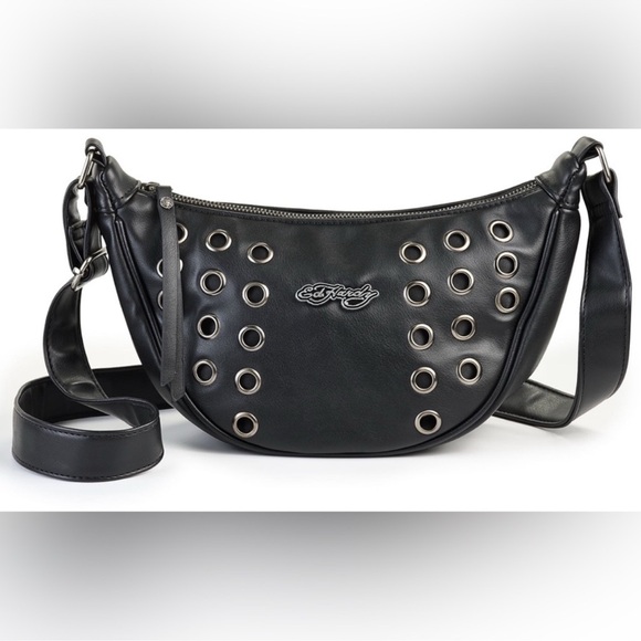 Ed Hardy Handbags - Ed Hardy Black Grommet Shoulder Bag